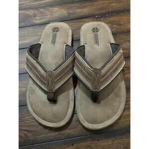 KHOMBU Men’s Mixed Media Joel Toe Platform Slip On Flip Flop Sandal 11M Brown